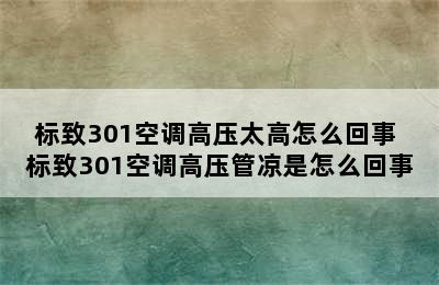 标致301空调高压太高怎么回事 标致301空调高压管凉是怎么回事